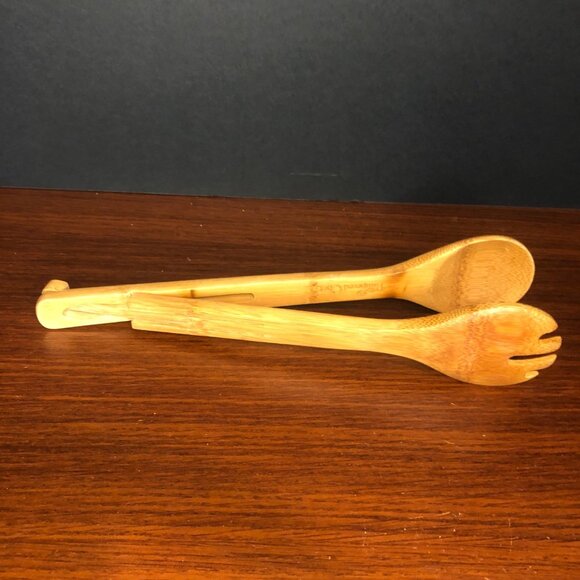 Pampered Chef Interlocking Bamboo Wooden Tongs Like New - Picture 6 of 8